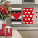 Red Heart Stripe I Love You Valentine'S Kitchen Towels Dish Towels, 18X26 Inch Farmhouse Wedding Decoration Hand Towels Set Of 4