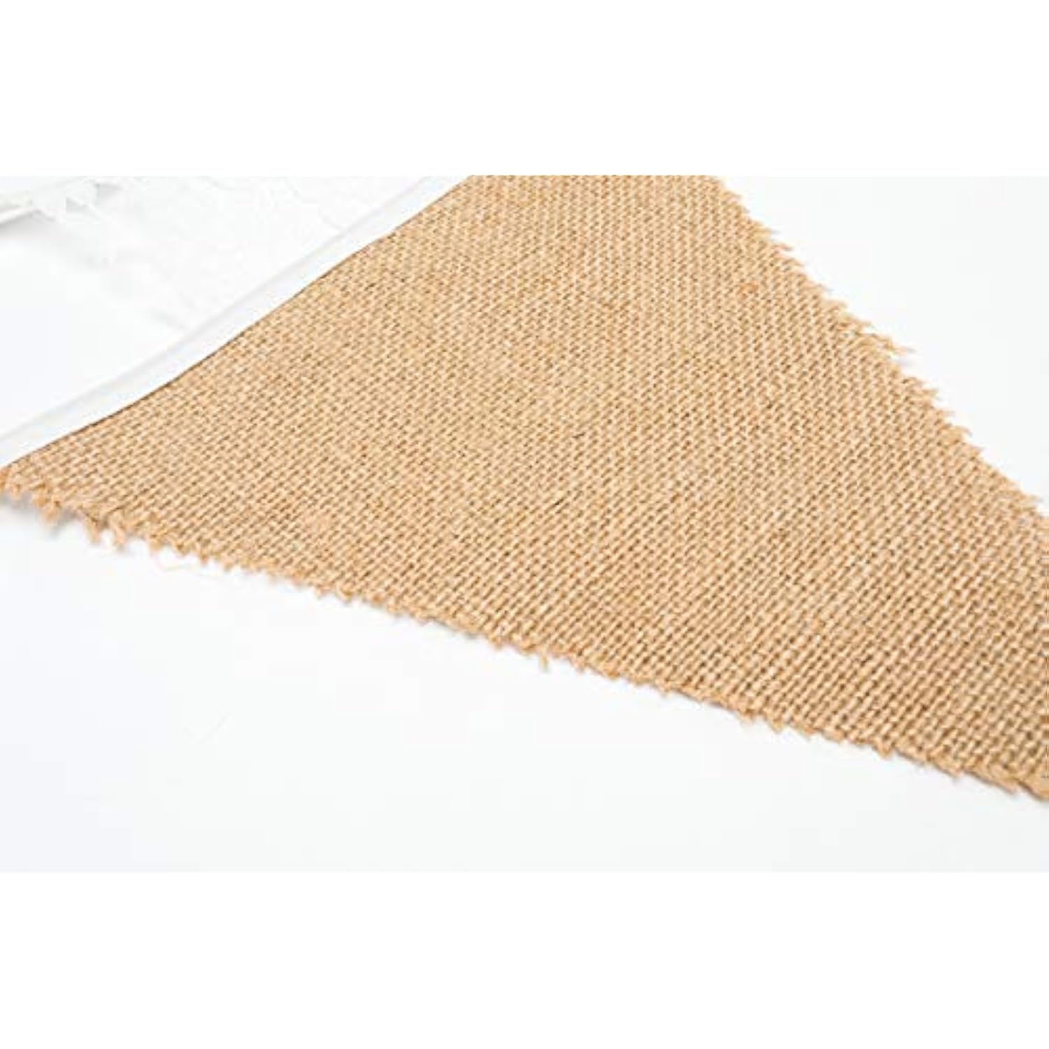 White Floral Lace Collection Rustic Linen Pennant Banner - 10.8 Feet