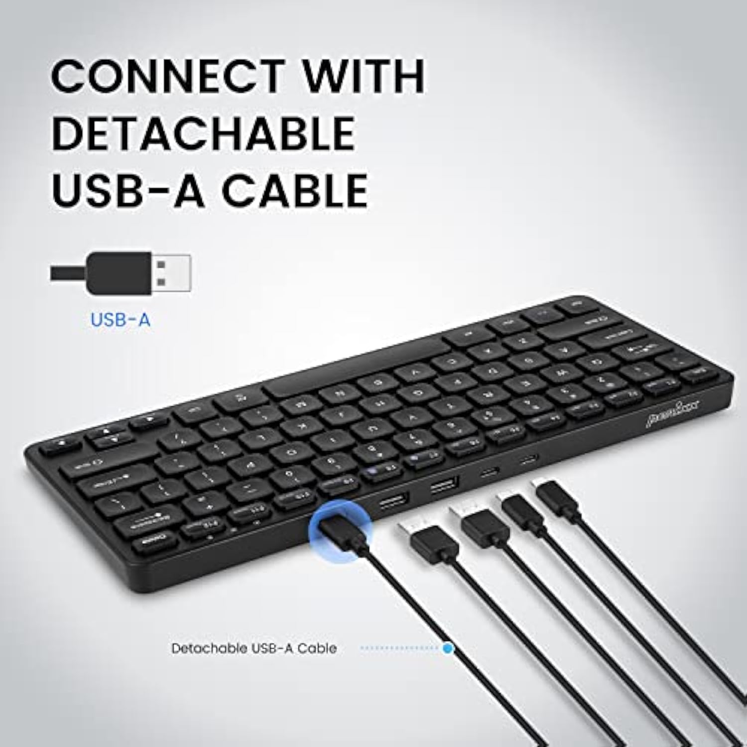 Perixx PERIBOARD-416 Wired Mini USB Keyboard with 4 Hubs - X Type Scissor Keys