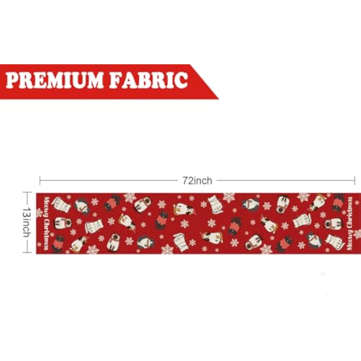 Cat Christmas Table Runner Meowy Christmas Snowflake Red Table Decoration For Winter Xmas Holiday Kitchen Dining Home Party 13X72 Inch