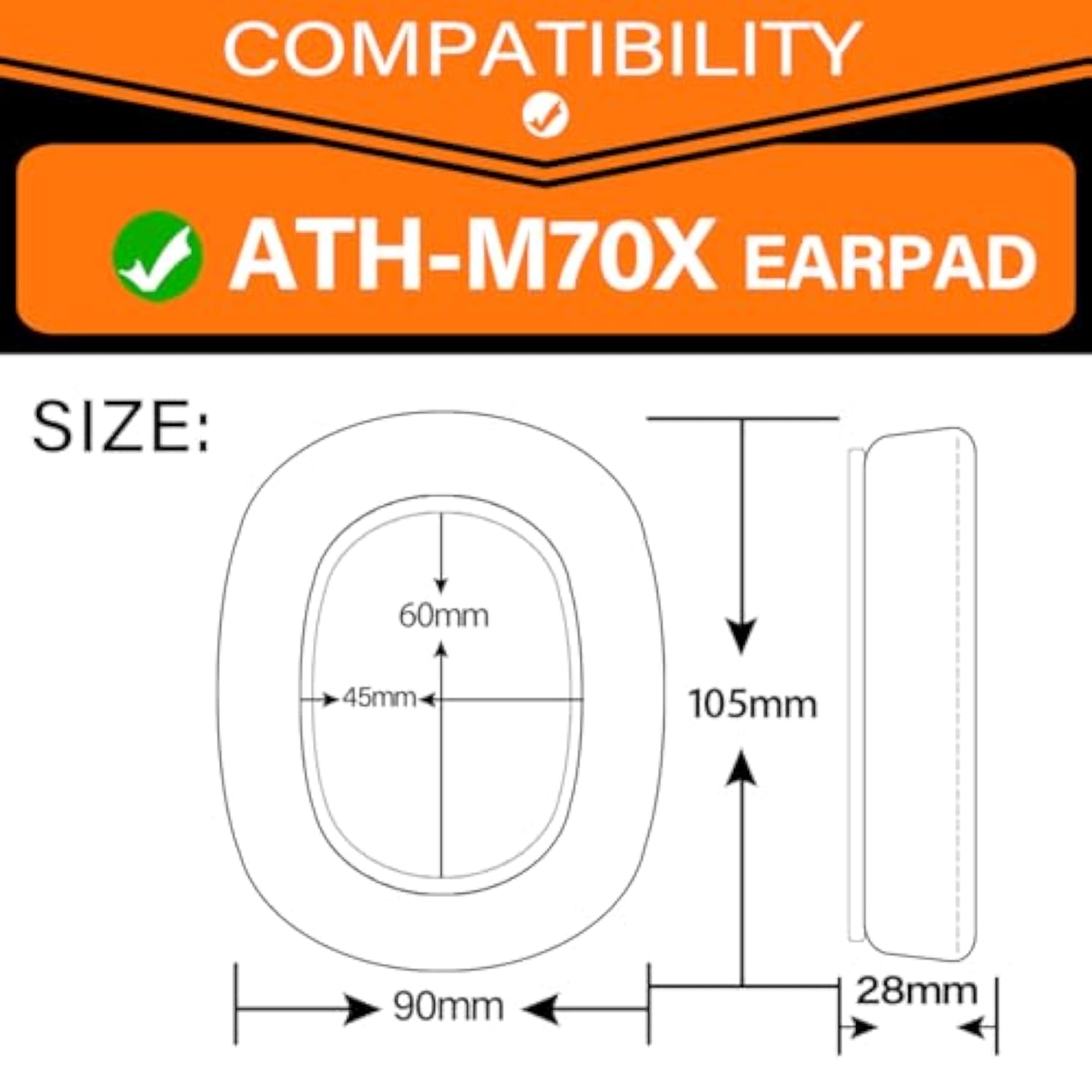 Ath M70X Ear Pads - Replacement Ear Cushion Compatible With Ath-M70X Headphones I Thicker Memory Foam (Breathable Mesh)
