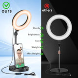 Desk Ring Light with Telescopic Stand for Phone Laptop Selfies and Streaming