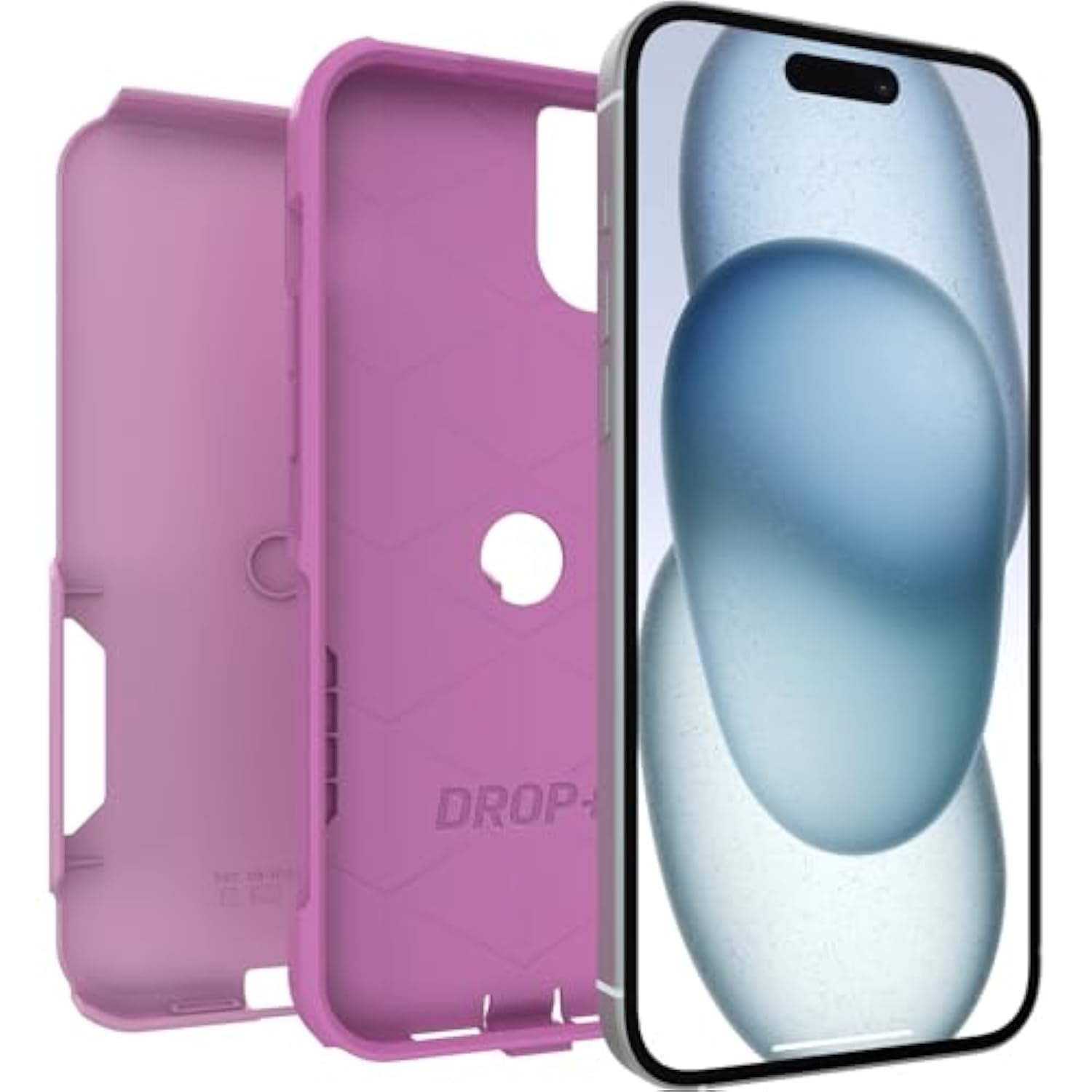 OtterBox iPhone 15 Plus and iPhone 14 Plus Commuter Series Case - Run Wildflower (Pink), Slim & Tough, Pocket-Friendly, with Port Protection