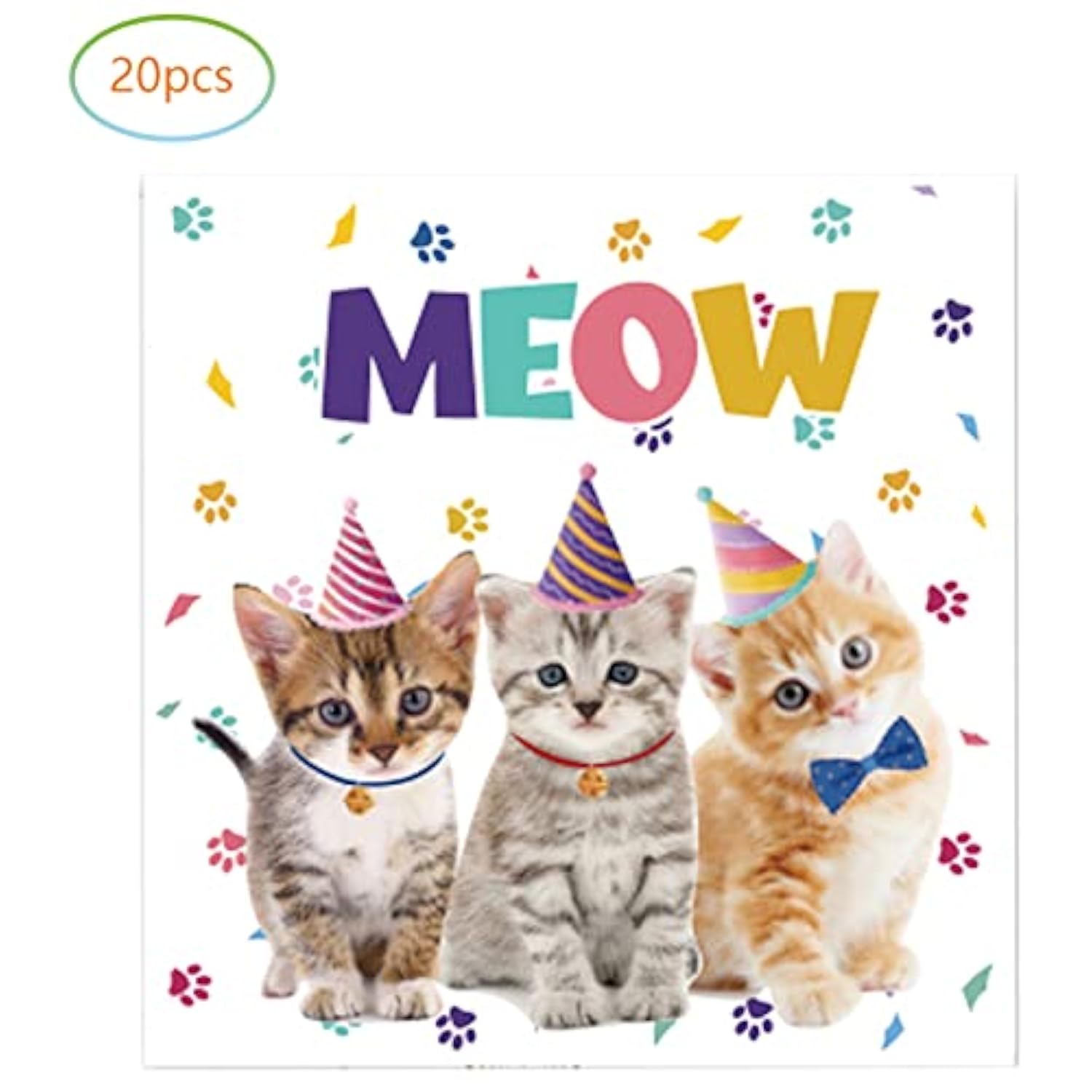 Cat Party Supplies Kitten Paper Tableware Set - Cat Themed Birthday Party Plates And Napkins