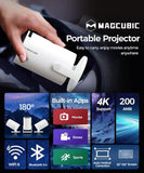 Hy300Pro Mini Projector With Wifi And Bluetooth, 4K Support 200Ansl Smart Portable Projector, Autokeystone, 180° Rotation, Home Video Proyector For Home, Bedroom, Outdoor