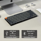 K3 Version 2, 84 Keys Ultra-Slim Wireless Bluetooth/Usb Wired Mechanical Keyboard With White Led Backlit, Low-Profile Mechanical Brown Switch Compatible With Mac Windows