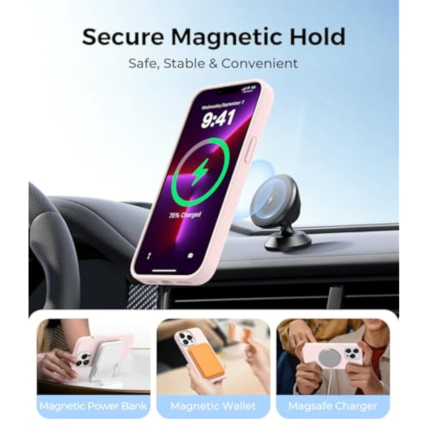 Magnetic For Iphone 13 Pro Max Phone Case, [Compatible With Magsafe][ Shockproof Protection] Silicone Case With Soft Anti-Scratch Microfiber Lining, 6.7 Inch, Chalk Pink