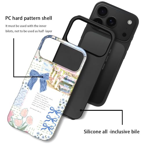 Case for iPhone 17 Pro Max - Slim Fit Anti-Scratch Phone Case for Girl Women - Christian Blue Bow God Religious (Frosted)