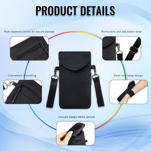 Neoprene Phone Sleeve Pouch Case Bag for Men Women w/Crossbody Strap/Neck Lanyard for iPhone 17/16/15/14 Pro Max,  S25?Pixel 10