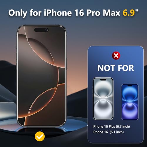 [2 Pack] for iPhone 16 Pro Max Matte Glass Screen Protector, Anti-Glare, Anti-Fingerprint, 9H Tempered Glass, Anti-Scratch