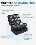 Cable Organizer Bag, Travel Electronics Organizer With Adjustable Divider, Tech Bag Carrying Case, Storage Bag Sturdy Tool Case With Handle For Cellphone Cord Electronics Accessories, Black