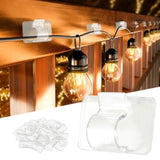 Hooks For Outdoor String Lights Clips, 30Pcs Heavy Duty Cable Clips Waterproof Adhesive Strips For Hanging Christmas Light, Outside Uv-Resistant Clear Sticky Cord Holders Rope Organizer