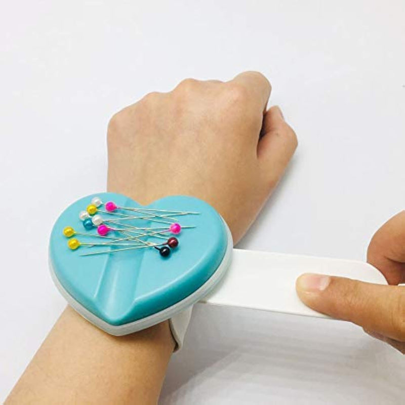 New Heart Magnetic Wrist Pin Holder Sewing Pin Cushion Caddy Storage Case Sewi