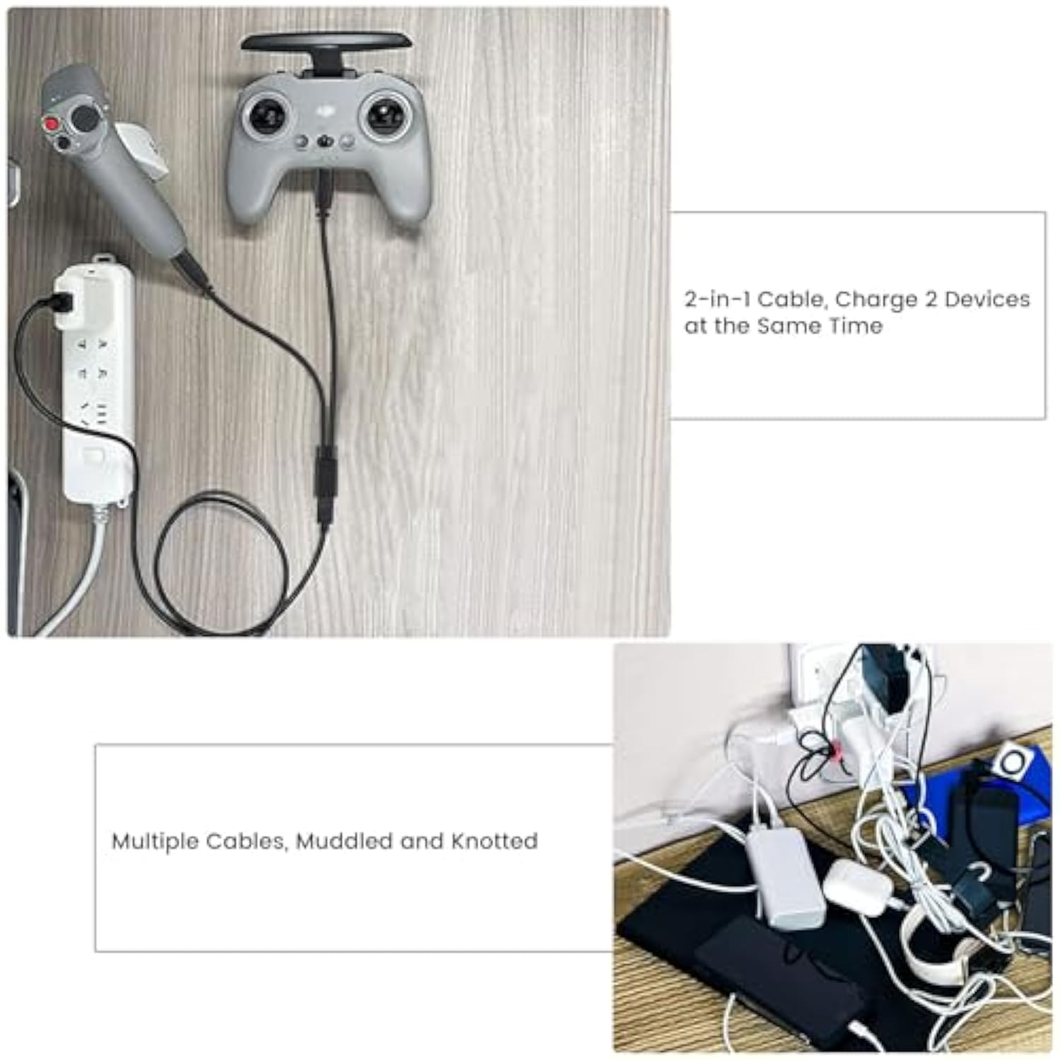 2-Pack Usb C Splitter 1 In 2 Out Charger Cable, Usbc Female To Usbc Male Adapter, 1Ft Short