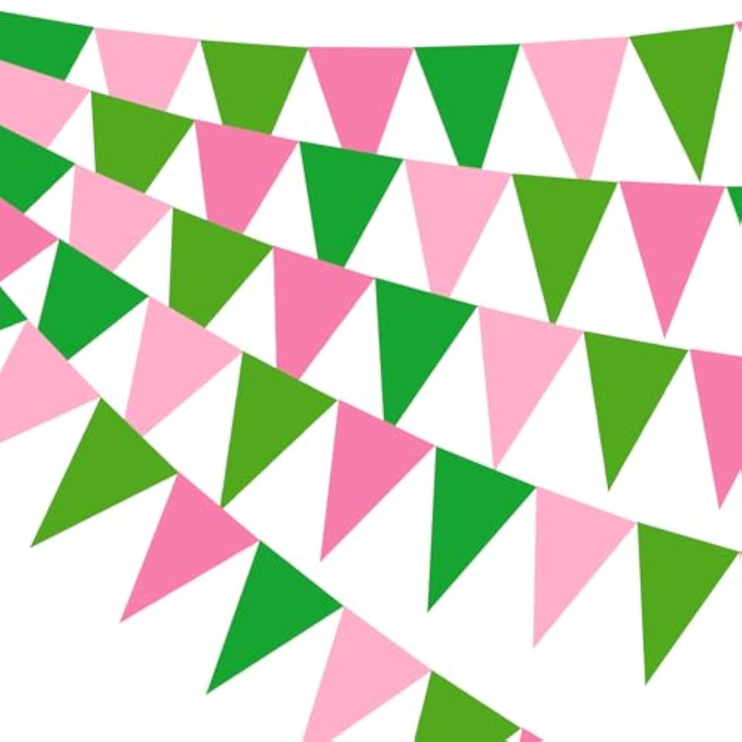 49.21 Ft 60 Pieces Party Pennant Banner Flags Decorations String Triangle Flags For Birthday Baby Shower Carnival Movie Witch Crown Party Supplies (Pink And Green)