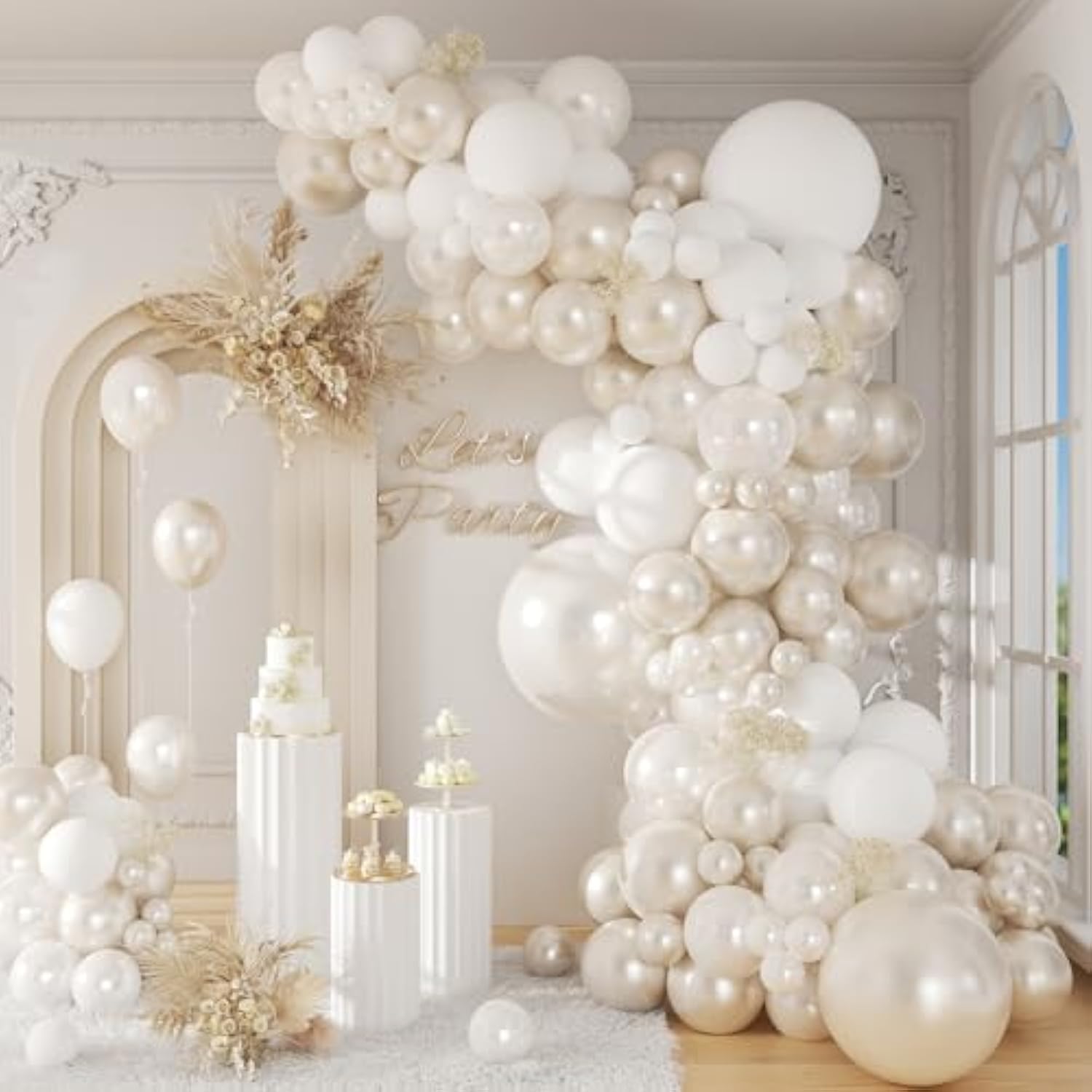 106-Pc White Pearl Balloons for Engagement, Bridal Shower, and Wedding Decor