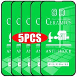 Clear [5 Pack] Ceramic Screen Protectors For Iphone 12/12 Pro - Premium Shockproof Phone Cover, 10647581428563
