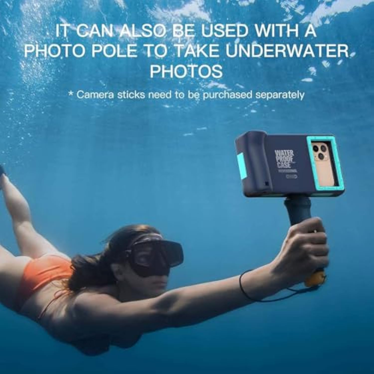 Waterproof Diving Phone Case, Universal Fit With Iphone 16/15/14/13 Pro Max Plus(Phone Volume Key On The Left), Professional Scuba Underwater Housing[15M/50Ft] For Snorkeling Filming, Teal