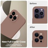 For 14 Pro Case, Silicone Upgraded [Camera Protection] Phone Case With [2 Screen Protectors], Soft Anti-Scratch Microfiber Lining Inside, 6.1 Inch, Light Brown