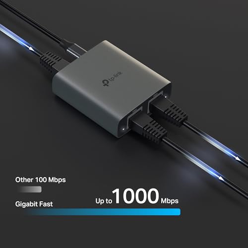 Ethernet Splitter 1 To 2, 1000 Mbps High Speed Dual-Port Internet Splitter, Compatible W/ Cat8/7/6/5E/5, Usb-C & Ethernet Cables Included, Aluminum Case, Plug And Play For Routers & More Eh210