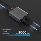Ethernet Splitter 1 To 2, 1000 Mbps High Speed Dual-Port Internet Splitter, Compatible W/ Cat8/7/6/5E/5, Usb-C & Ethernet Cables Included, Aluminum Case, Plug And Play For Routers & More Eh210