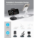 OMOTON Cell Phone Stand for Desk, 2 Pack Adjustable Foldable Phone Holder, 360 Swivel Mobile Stand Fit for iPhone 16 15 14 13 12 Pro Max and All Smart Phones, Black & White