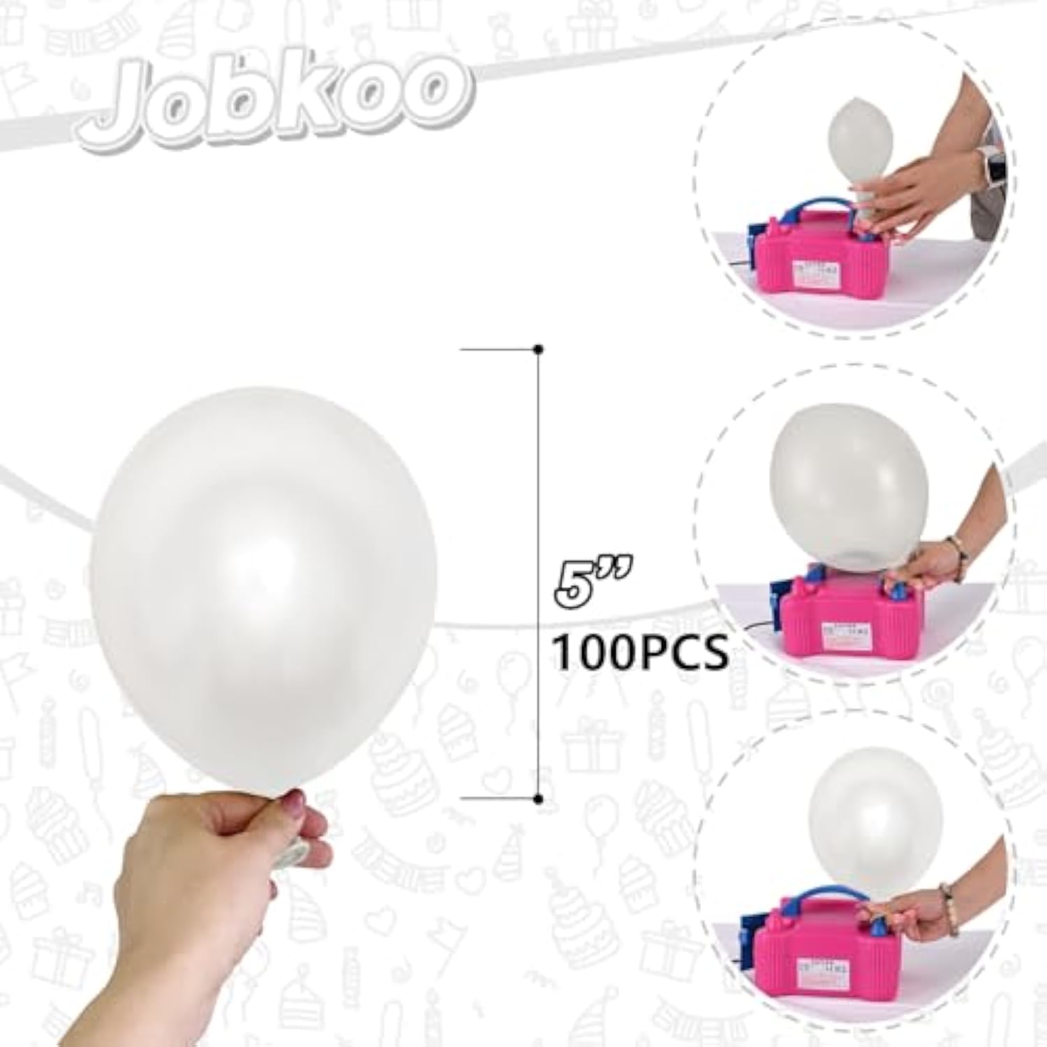 Pearl White Balloons 5 Inch, 100 Pcs Small Pearl Balloon Cream Clear White Latex Balloons For Arch, White Helium Mini Balloons For Women White Birthday Wedding Baby Shower Anniversary Party Decoration