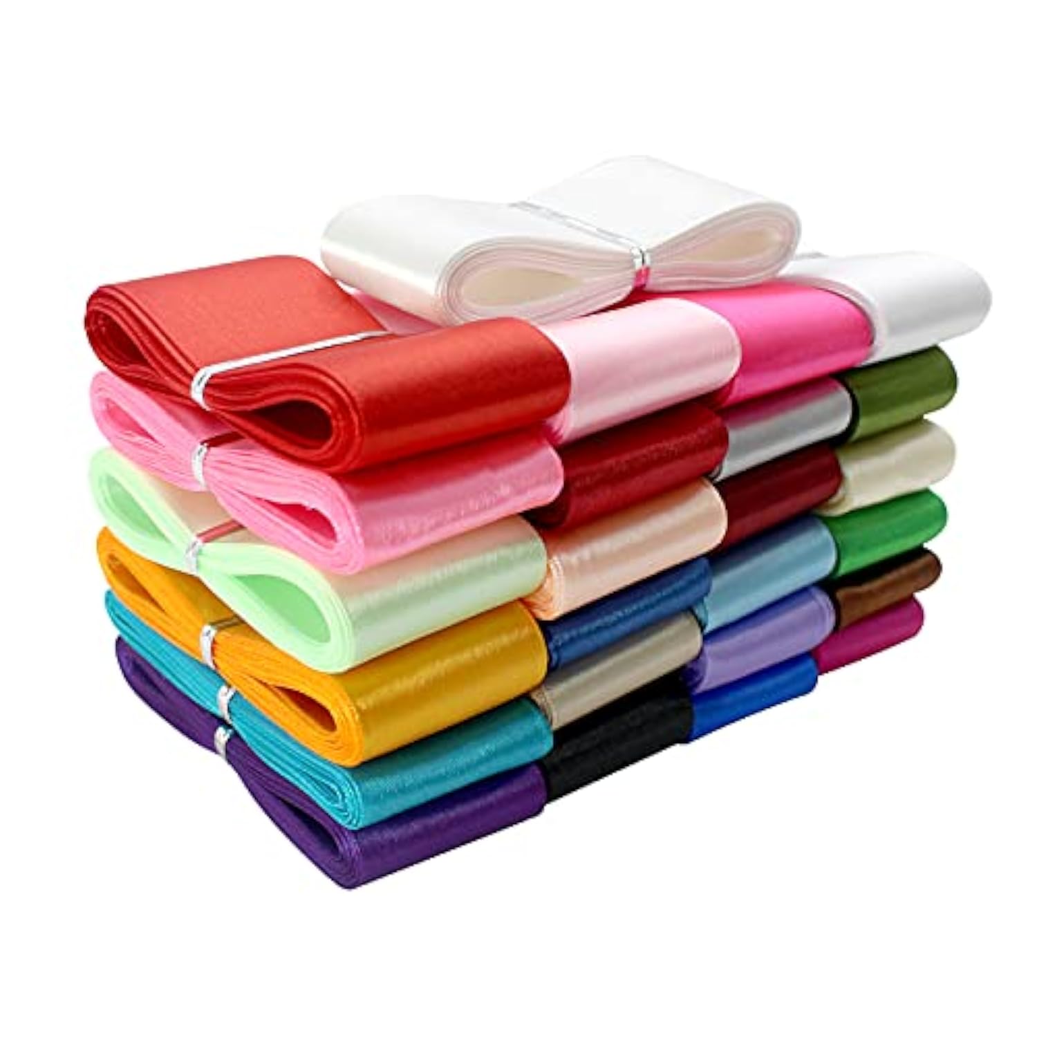 1 1/2" Single Face Satin Ribbon Assortment-100 Yards 25 Colors- Fabric