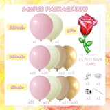 142Pcs Princess Balloon Garland Arch Kit, Pastel Pink Yellow Light Brown Metallic Gold Balloons With Red Rose Foil Balloon For Spring Beauty Birthday Baby Shower Cartoon Party Decorations