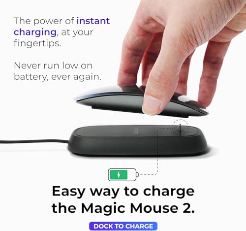 Charging Station Compatible With Apple Magic Mouse 2 - Black - Perfect Accessories | Usable As Charging Dock, Stand & Charger | Includes 5Ft (1.5M) Usb-A Cable | Lightning Connector