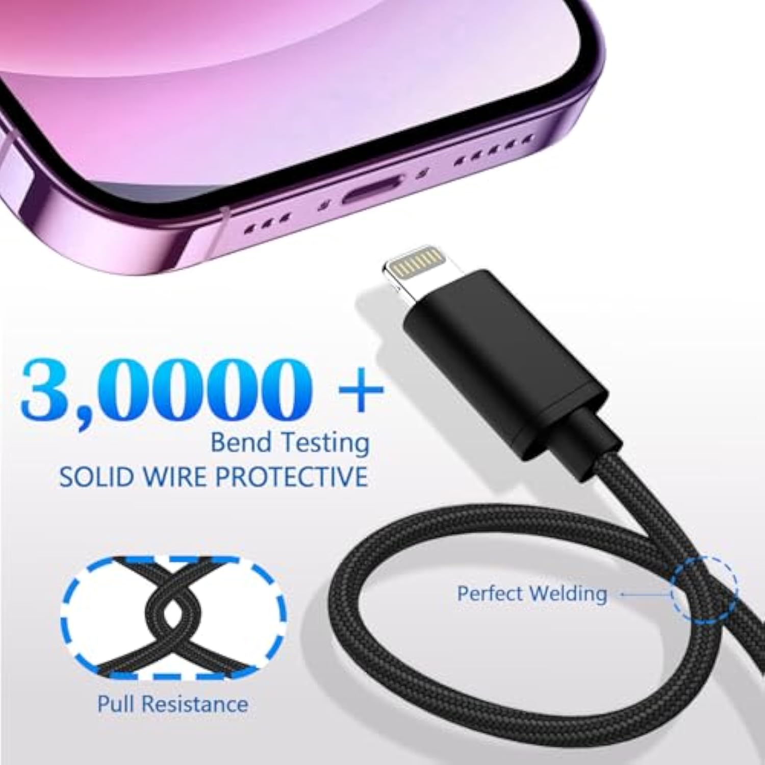 For Usb C To Lightning Cable 27W Fast Charging 15Ft/5M 2Pack Mfi Certified Nylon Braided Extra Long Iphone Charger Cable Compatible With Ipad/Ipod/Iphone 14/13/12/11/Pro Max/X/Se/8/7 Series