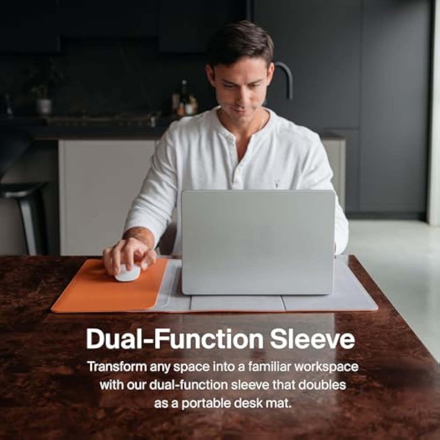 Hybrid Laptop Sleeve | Portable Desk Mat And Laptop Sleeve (Black, 14")