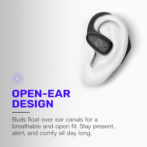 Essential Open Ear Earbuds Open Ear Headphones, Earbuds Wireless Bluetooth, Sweat & Water-Resistant Earphones, Running Headphones With Ultra-Lightweight Design, 36 Hours Battery Life (Black)