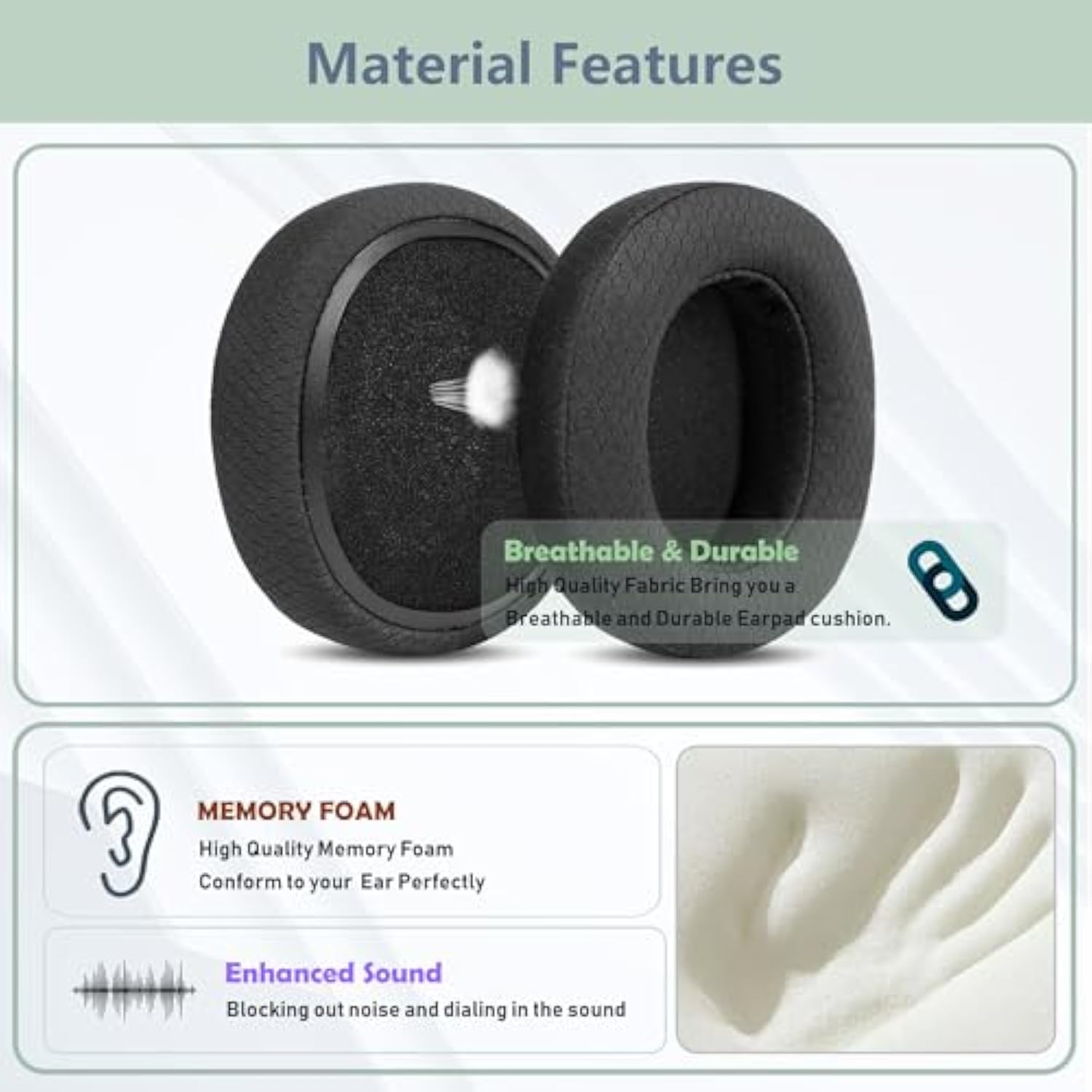 Breathable Replacement Earpads Compatible With Skullcandy Crusher Wireless/Crusher Anc/Evo Hesh Anc/Evo Hesh Anc/Evo Hesh 3 Wireless/Venue Wireless Anc Headphone Ear Pads Cushion