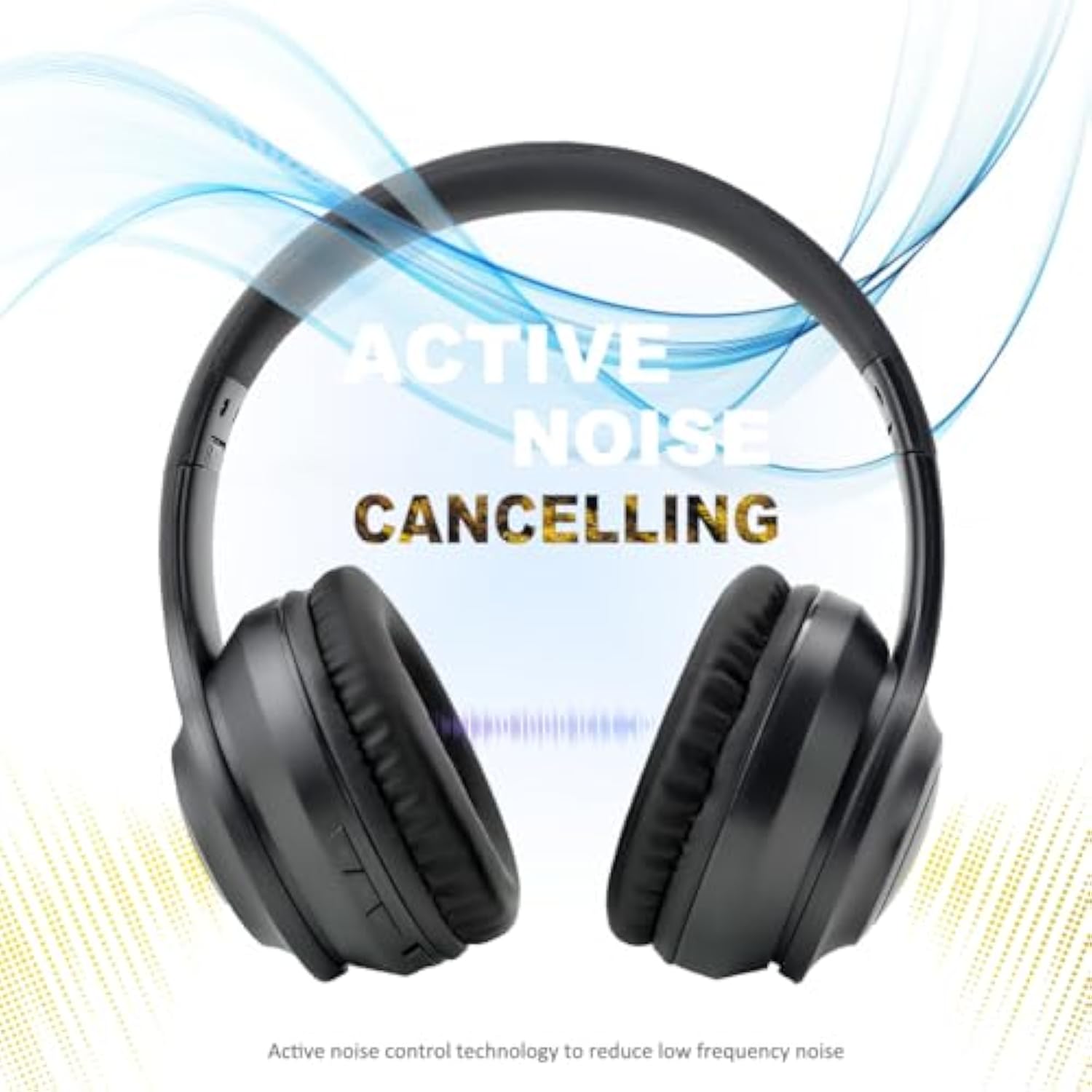 Wireless Over-Ear Headphones With Active Noise Cancellation, With Phone Call Microphone, Foldable, 3.5Mm Cable, Soft Earpads,For Office, Home, Travel