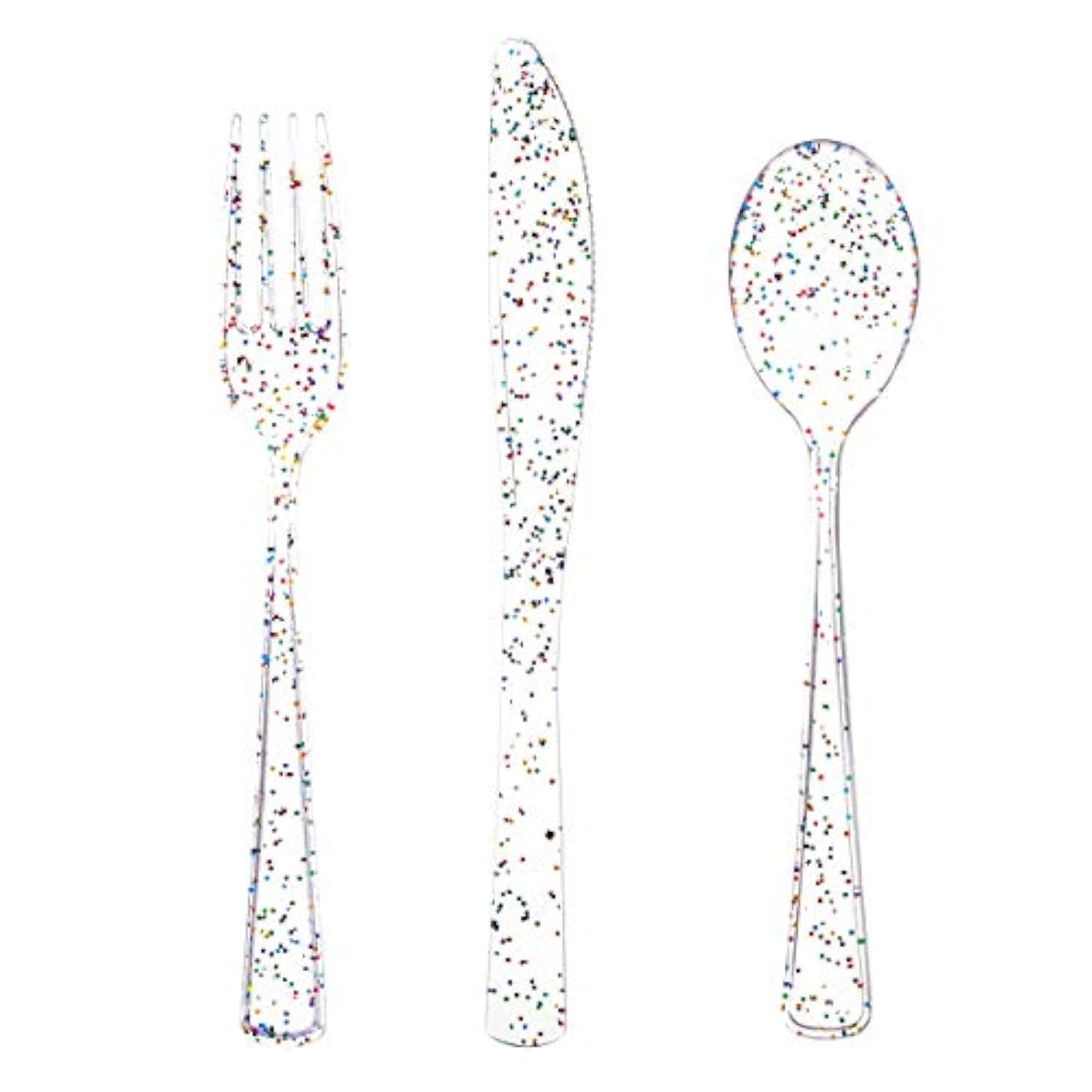 360Pcs Clear Plastic Silverware, Glitter Disposable Cutlery With Colorful Design,120 Forks,120 Knives,120 Spoons,Perfect For Parties Birthday