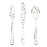 360Pcs Clear Plastic Silverware, Glitter Disposable Cutlery With Colorful Design,120 Forks,120 Knives,120 Spoons,Perfect For Parties Birthday
