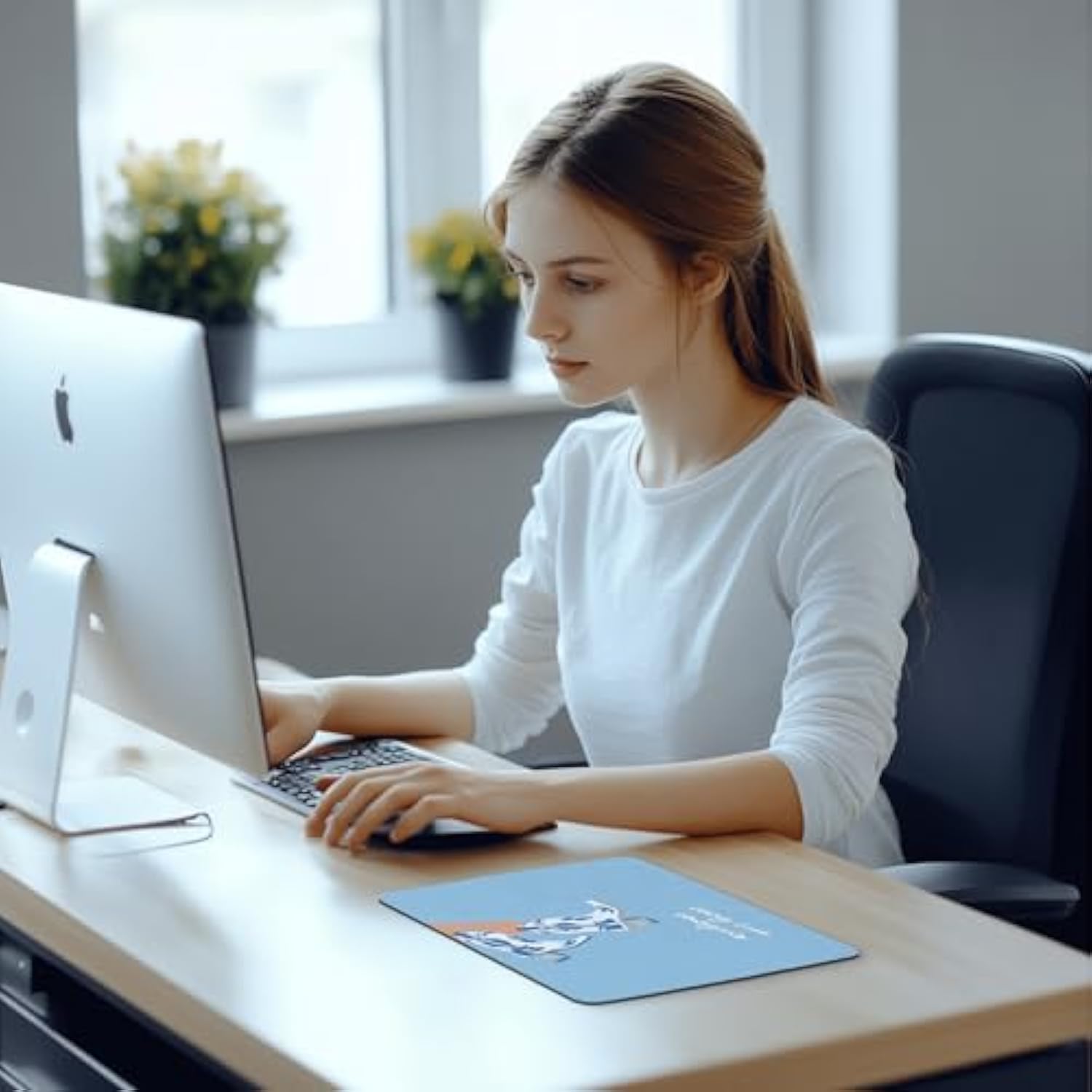 Western Blue Mouse Pad - Long Live Cowgirls Mousepad, Cowgirls Boots Office Mouse Pad, Blue Preppy Desk Mousepad, Gifts For Employees, Western Coworker Gifts, 9.5X8 Inches