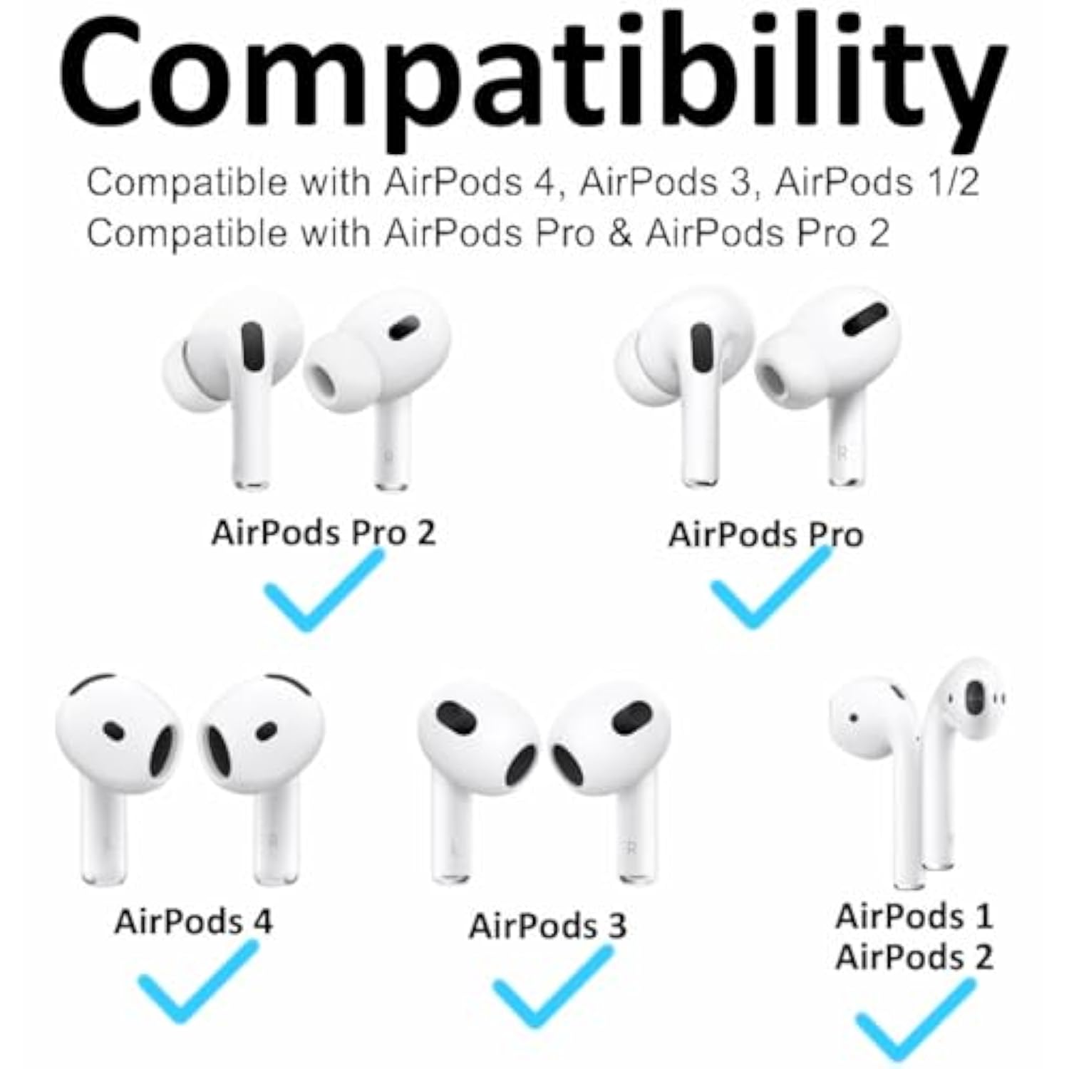 8 Pairs Ear Hooks For Airpods 4 3 2 1, Anti-Slip, Ergonomic Design, Clip Ergonomic Design Sport Accessories Compatible With Airpods Pro 2Nd 1St Black White Pink Purple Red Green Gray Blue