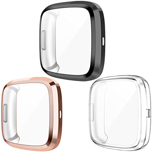 Screen Protective Case Compatible with Fitbit Versa 2 Smartwatch, 3-Pack Soft TPU Full Cover Cases Compatible with Fitbit Versa 2 Watch,