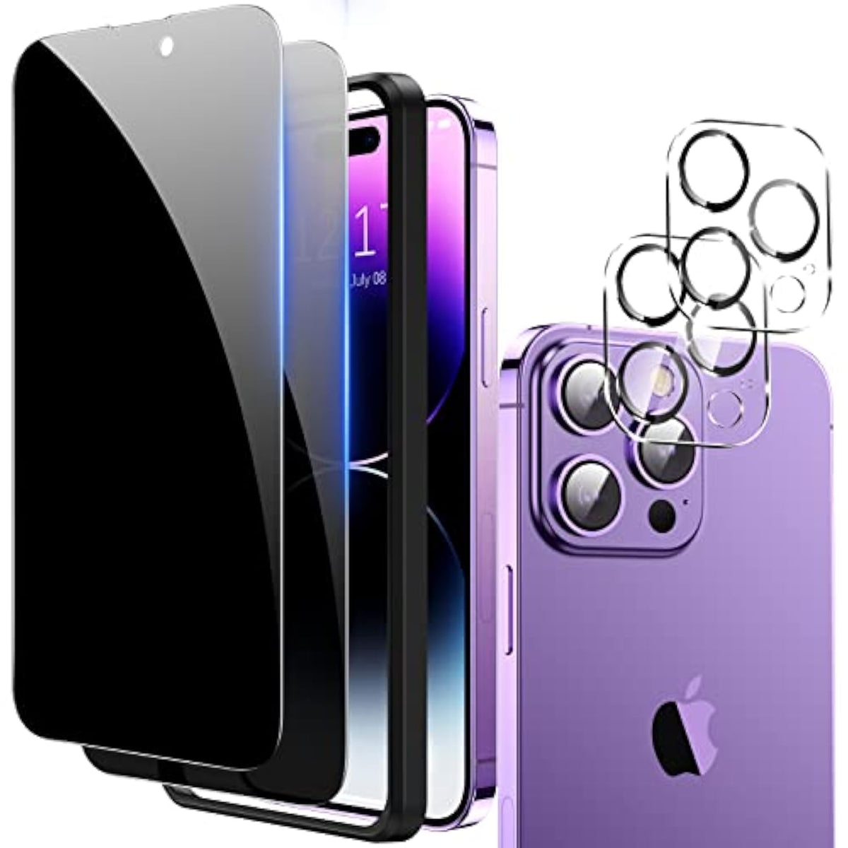 2+2 Pack iPhone 14 Pro Max Privacy Screen & Camera Lens Protectors 6.7 Inch