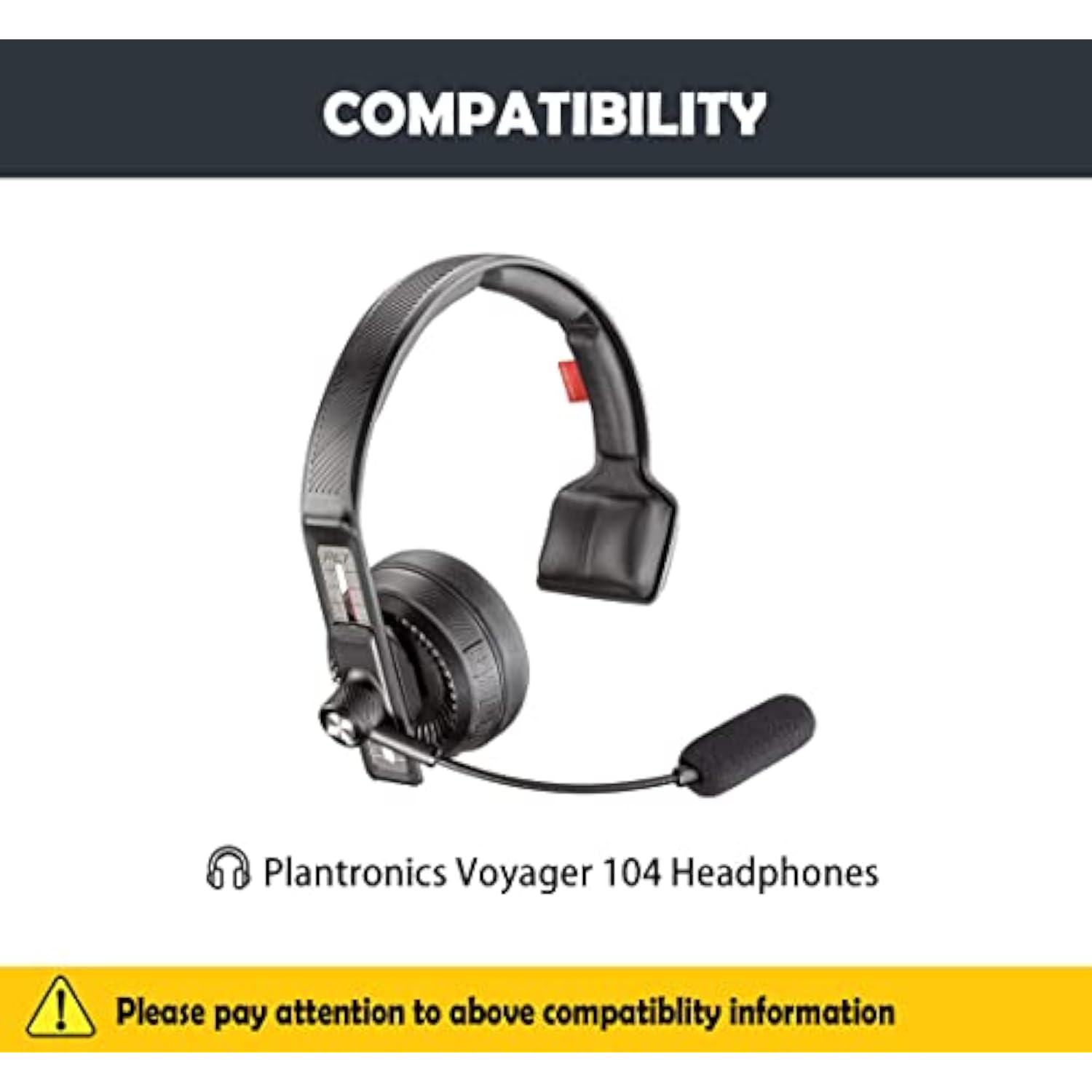 Replacement Earpads Cushion Compatible With Plantronics Voyager 104 Headphone Breathable & Durable Ear Pads With Breathable Leather/Durable Fabric And Memory Foam