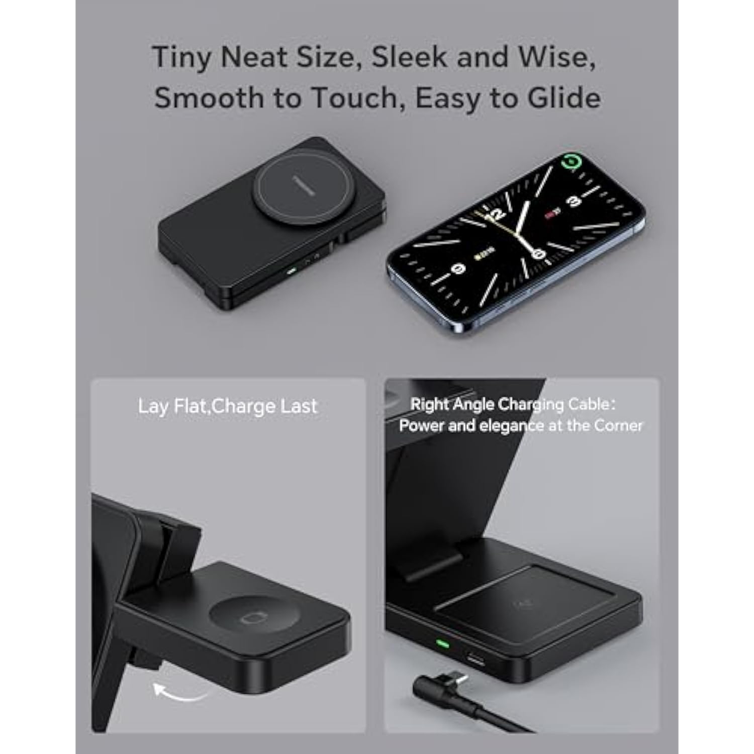 3 In 1 Charging Station For Iphone 16 15 14 13 12 Series, Wireless Charger For Apple Watch?Travel Magnetic Charging Stand For Airpods (Black)