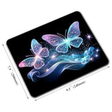Blue Glitter Butterfly Mouse Pads For Desk, Portable Wireless Computer Mouse Pad Small Design With Women, Non-Slip Rubber Base Laptop Mousepad 9.5" X 7.9" Smooth Surface For Office & Travel