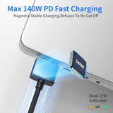 140W Usb-C To Magnetic 3 Cable (6.6Ft), Fast Charging For Macbook Air (15''/13'' M4 2025, M3 2024, M2 2023, M2 2022), Pro (16"/14" 2024/2023/2021)– Blue