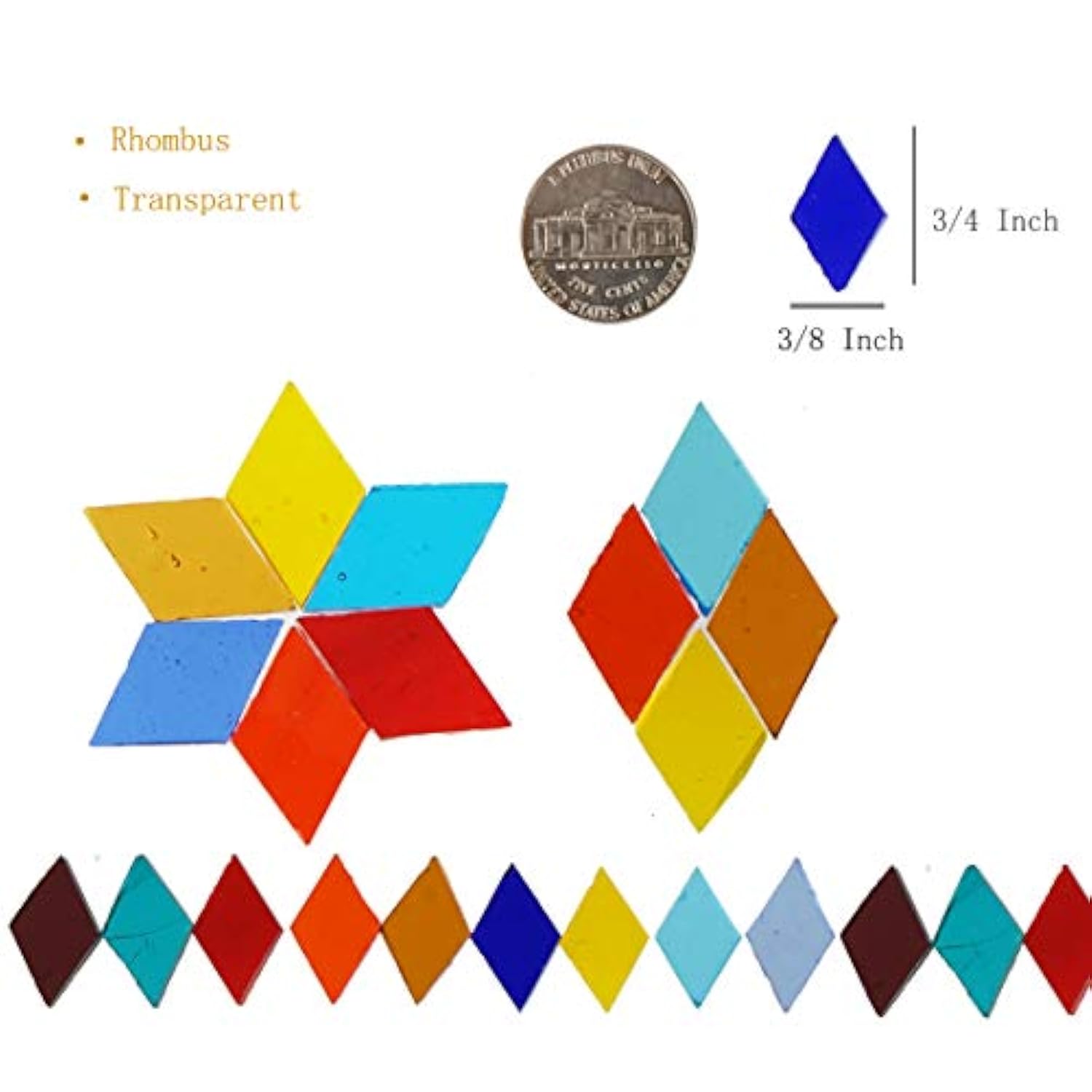 1600pcs  Mixed Color Transparent Cathedral Glass Mosaic Tiles for Arts and Crafts