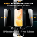 [3 Pack] Privacy Screen Protector compatible with iPhone 16 Pro Max, 4-Way 360° Anti-Spy Tempered Glass with Auto-Alignment Fast Install Tray,