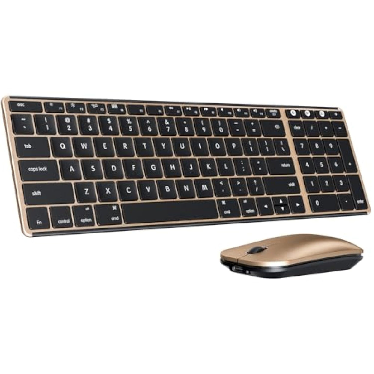 seenda Bluetooth Keyboard and Mouse for Mac, SKM64-2 Multi-Device Rechargeable Slim Wireless Keyboard Mouse Stainless Steel Full Size, Compatible with MacBook Pro/Air, iPad, Mac - Black Blue