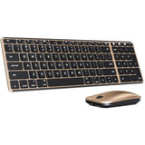 seenda Bluetooth Keyboard and Mouse for Mac, SKM64-2 Multi-Device Rechargeable Slim Wireless Keyboard Mouse Stainless Steel Full Size, Compatible with MacBook Pro/Air, iPad, Mac - Black Blue