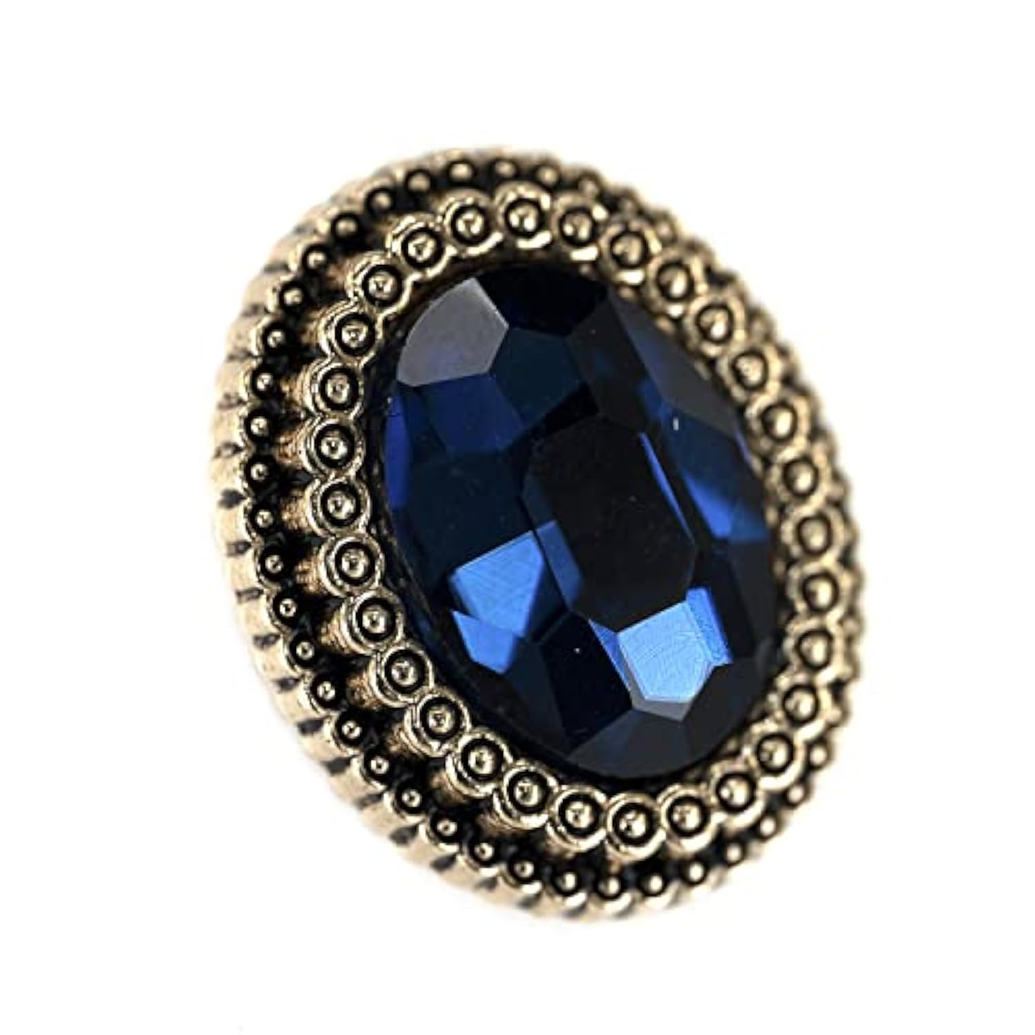 20 Pcs Blue Oval Rhinestone Metal Shank Sewing Coat Buttons - 21Mm - 2